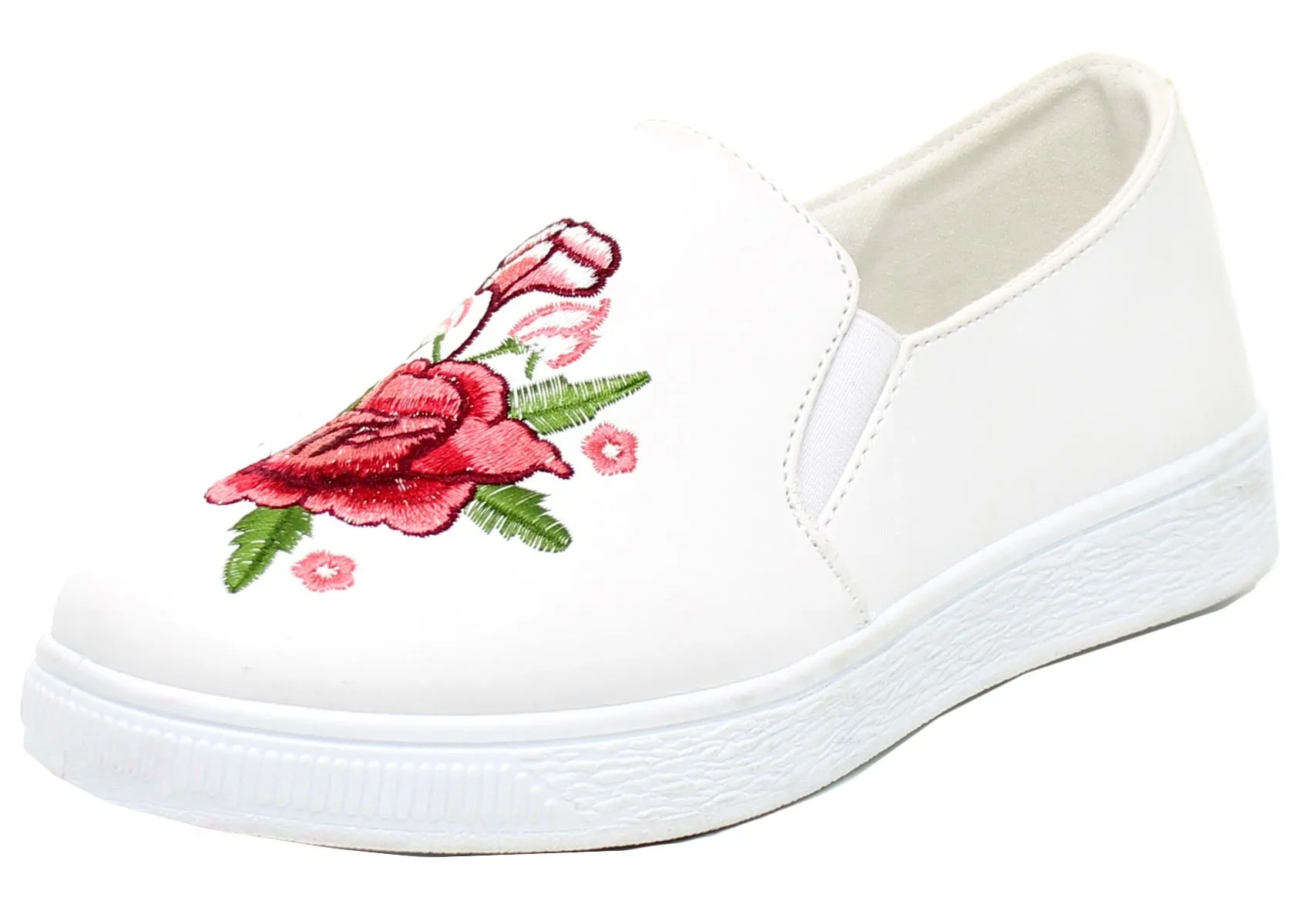 Refresh Footwear Women's Embroidered Floral Slip On Fashion Sneaker