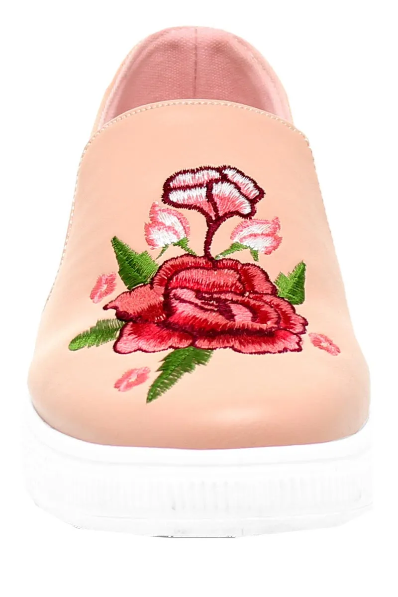 Refresh Footwear Women's Embroidered Floral Slip On Fashion Sneaker