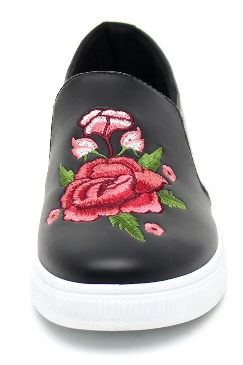 Refresh Footwear Women's Embroidered Floral Slip On Fashion Sneaker