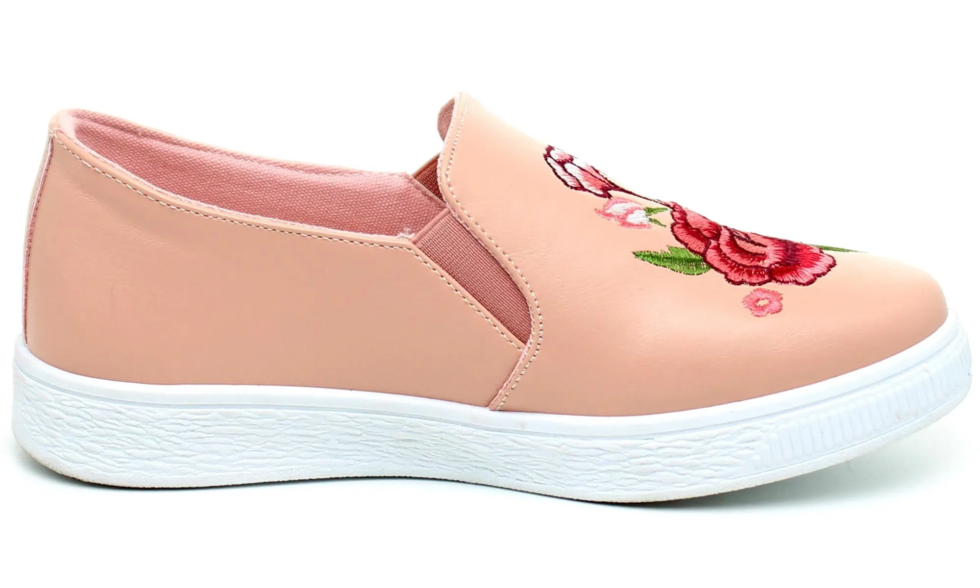 Refresh Footwear Women's Embroidered Floral Slip On Fashion Sneaker