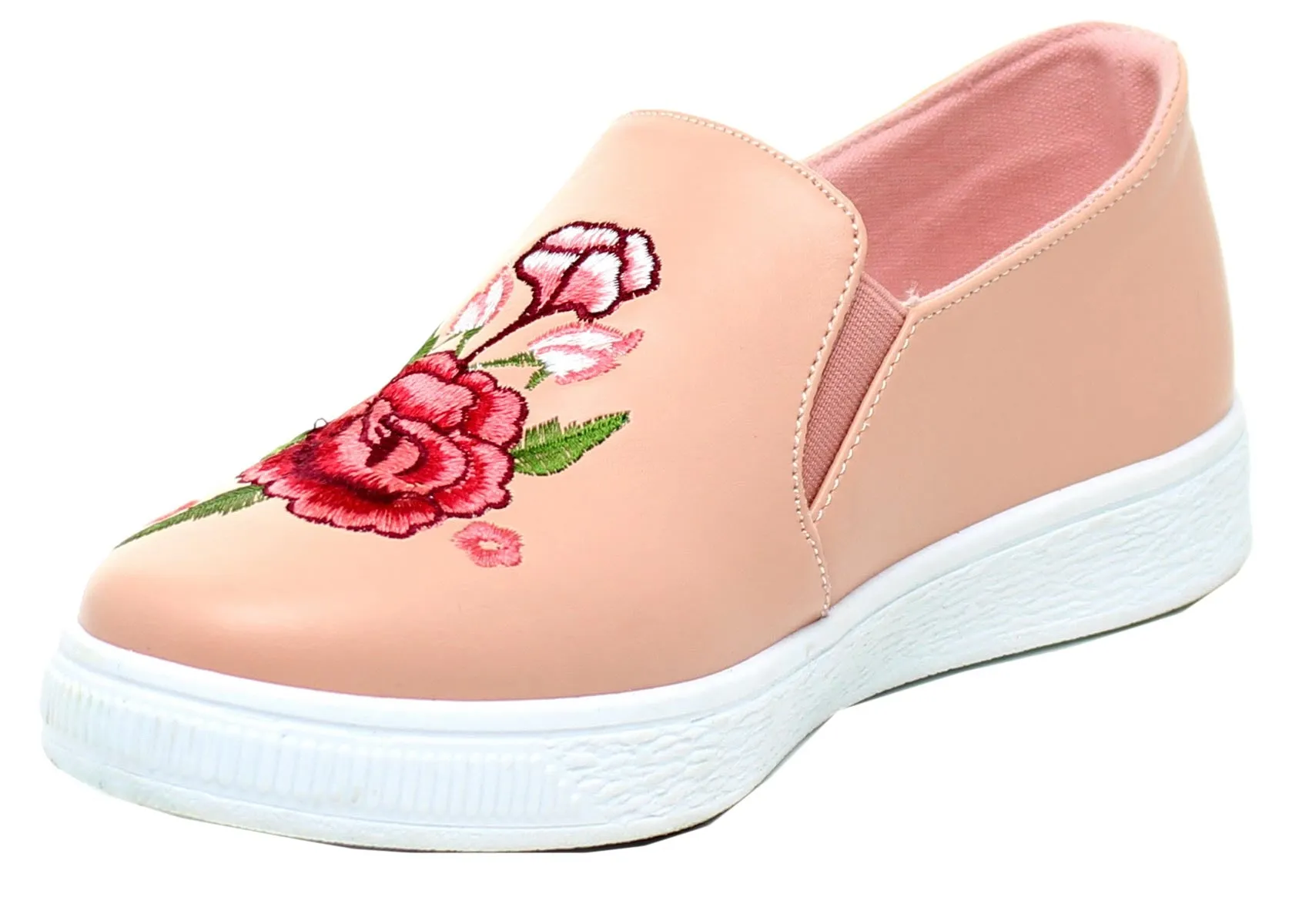 Refresh Footwear Women's Embroidered Floral Slip On Fashion Sneaker