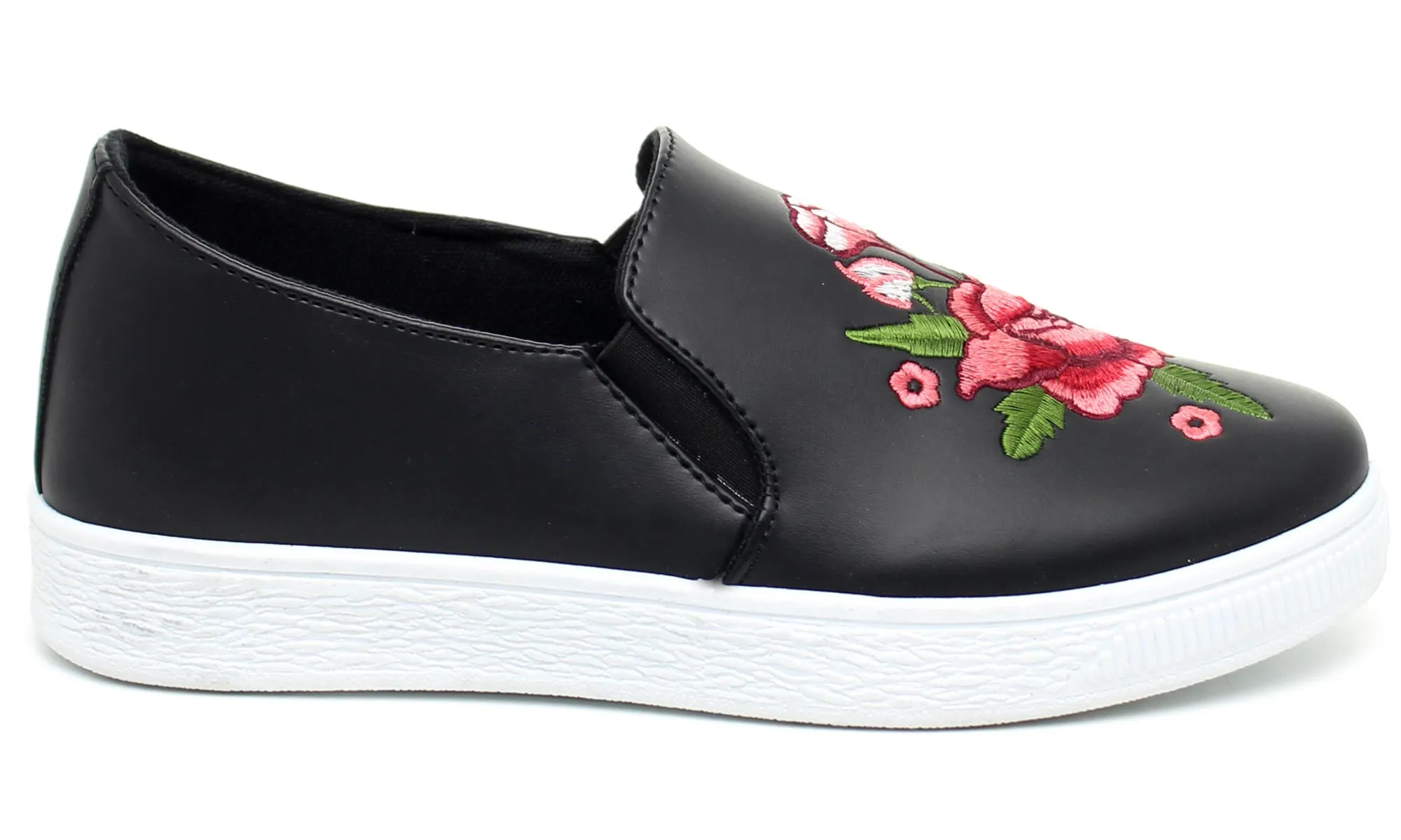 Refresh Footwear Women's Embroidered Floral Slip On Fashion Sneaker