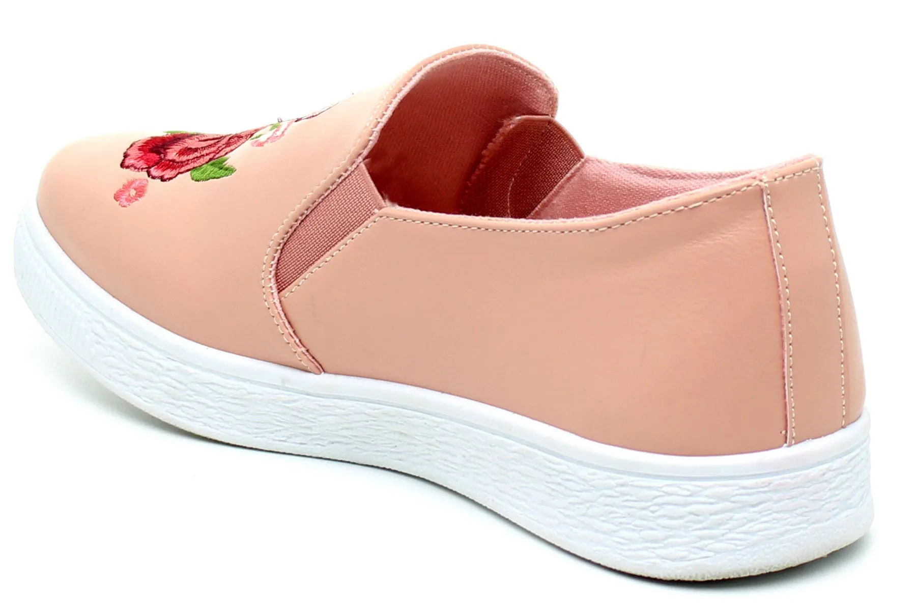 Refresh Footwear Women's Embroidered Floral Slip On Fashion Sneaker