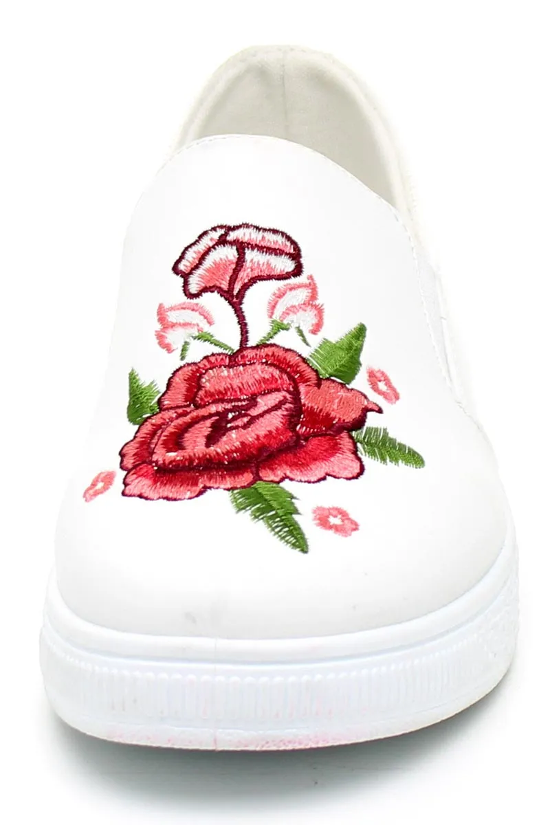 Refresh Footwear Women's Embroidered Floral Slip On Fashion Sneaker