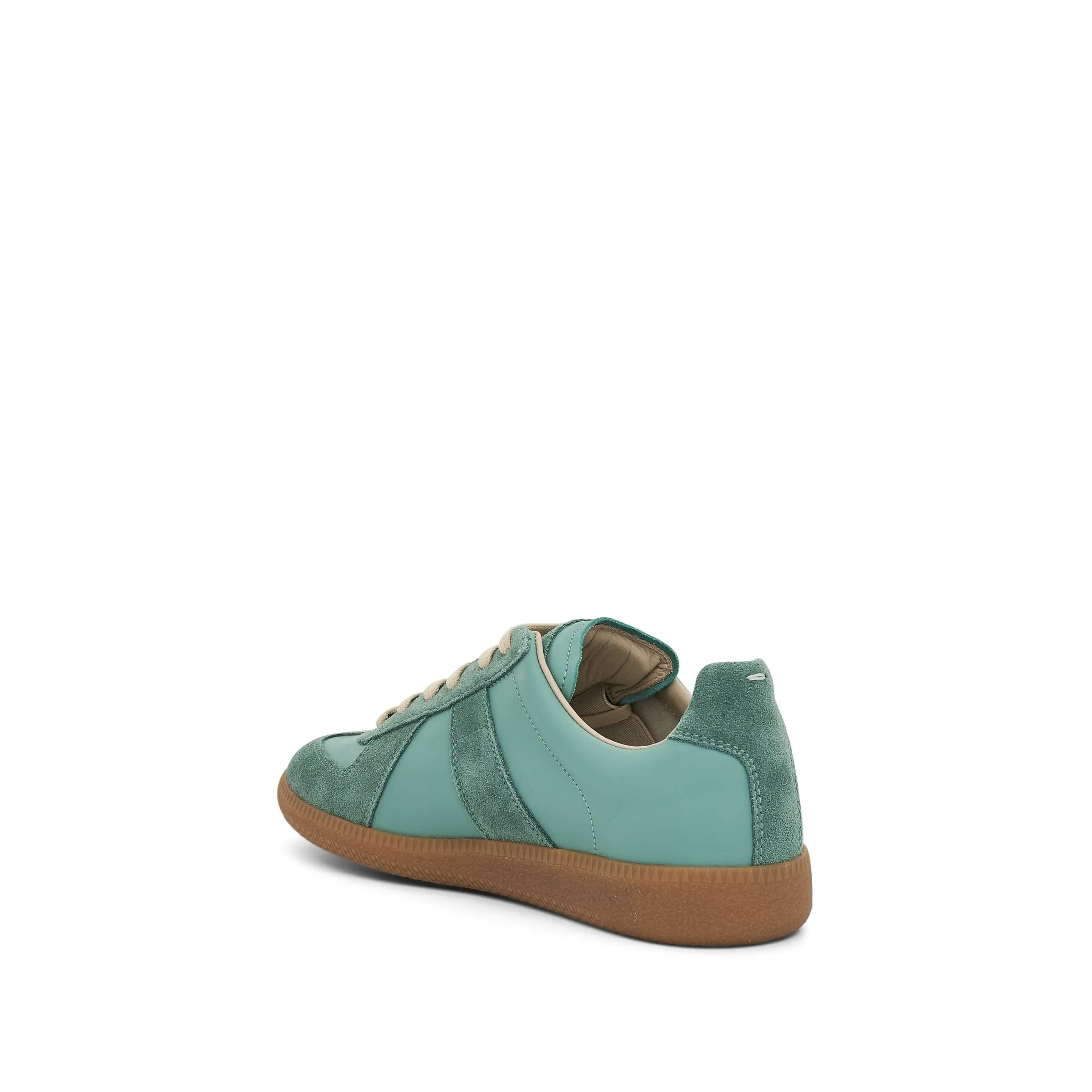 Replica Leather Sneakers in Vert D'Eau