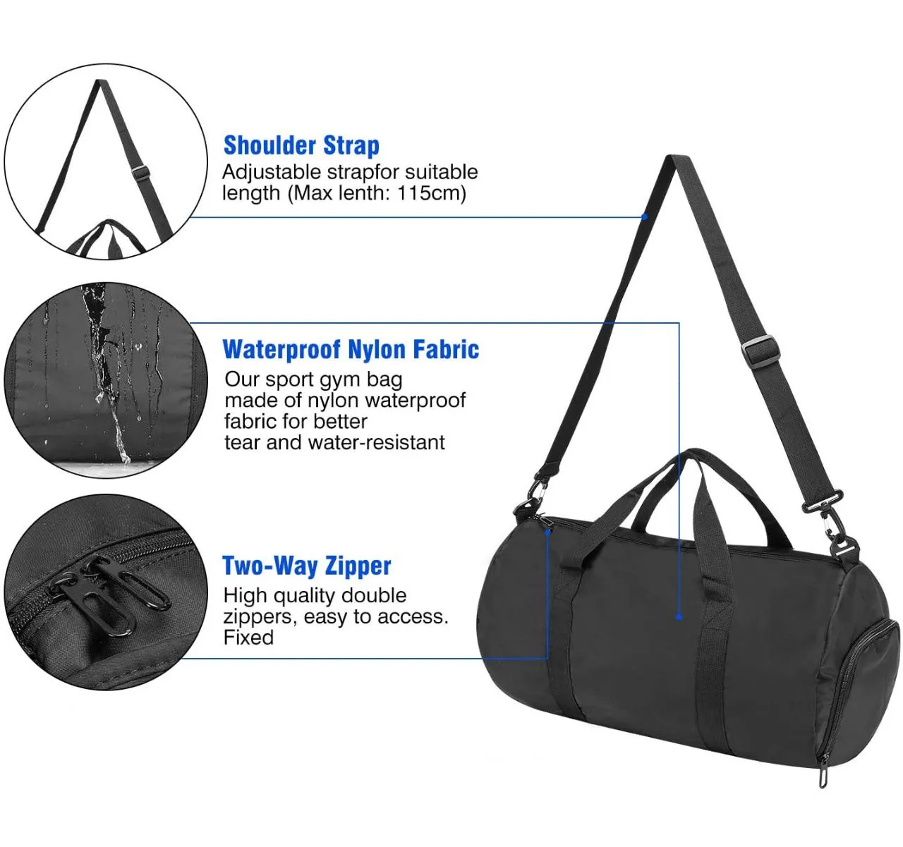 Repton Fitness Gears Premium Foldable Gym Duffle Barrel Bag with Integrated Shoe Compartment - A Professional Travel and Workout Companion for Organized, Active Lifestyles