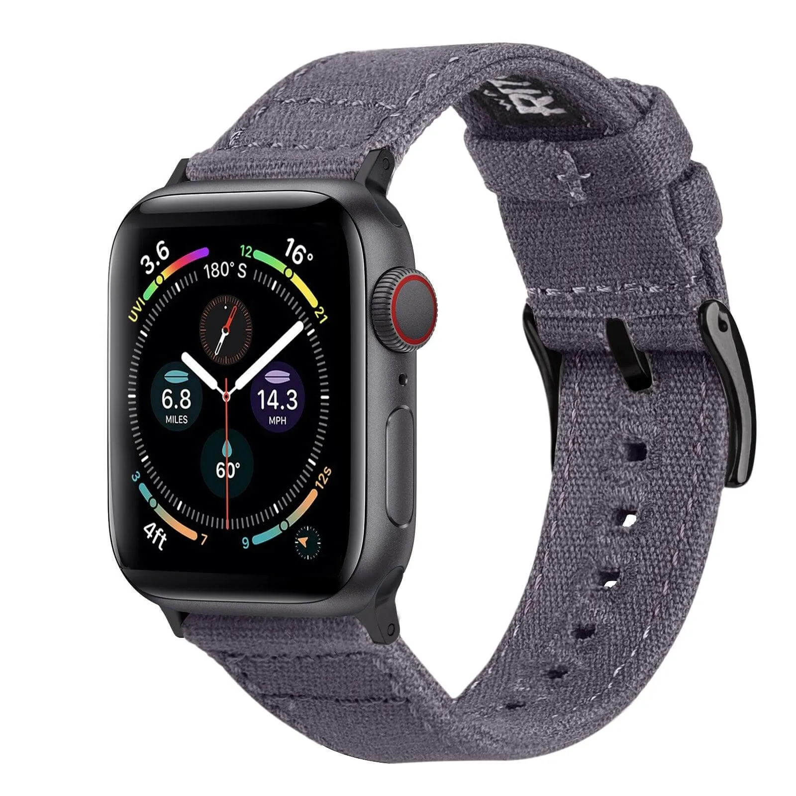 Ritche Smoke Grey Canvas Watch Band For Apple Watch Series 7/6/5/4/3/2/1/SE