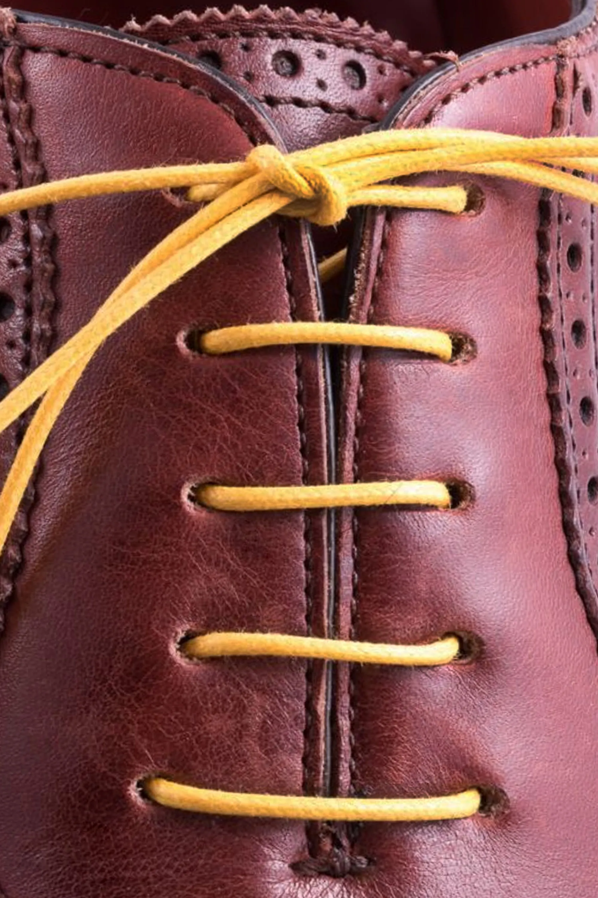 Round Rich Yellow Waxed Cotton Shoelaces