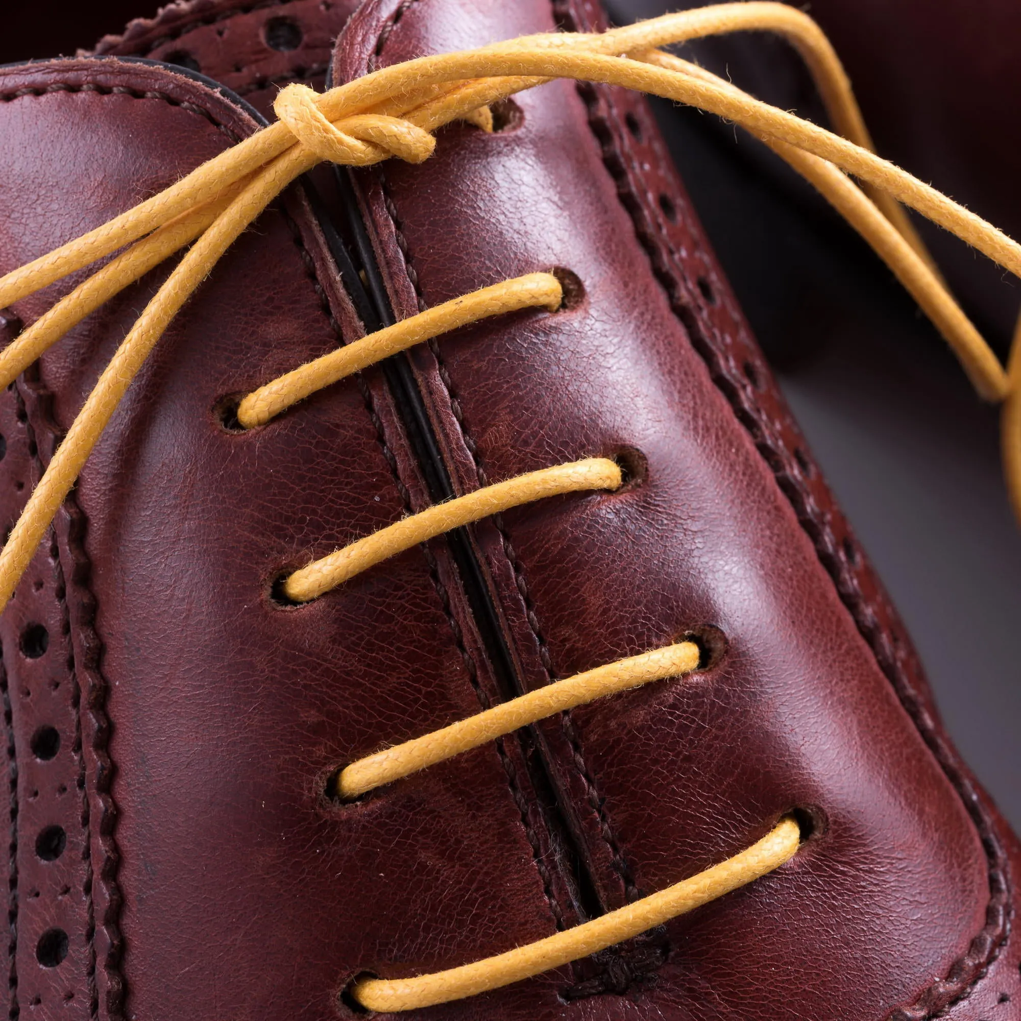 Round Rich Yellow Waxed Cotton Shoelaces