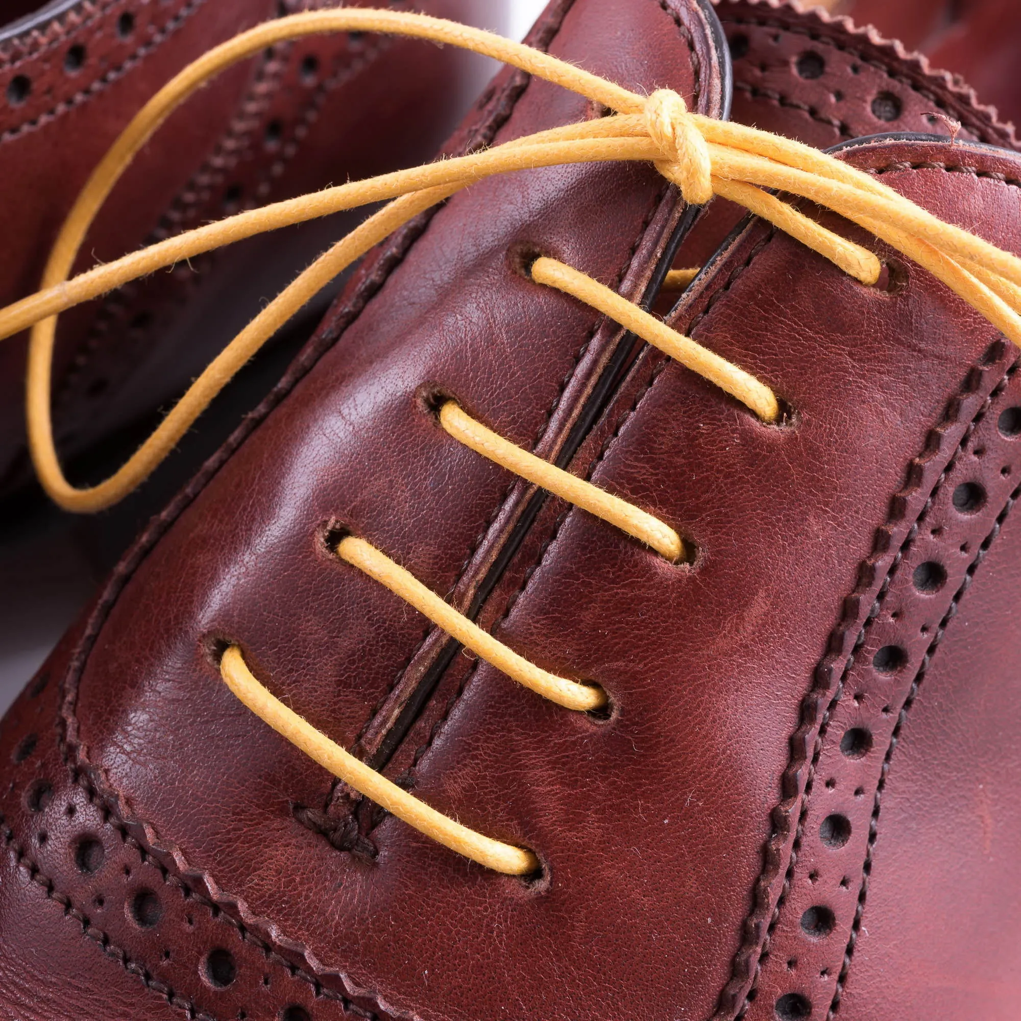 Round Rich Yellow Waxed Cotton Shoelaces