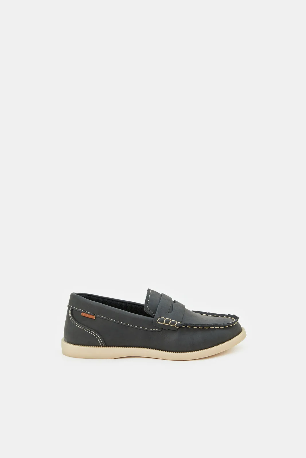 Senior Boys Grey Plain Loafers