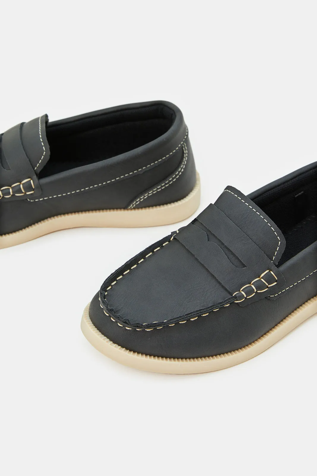 Senior Boys Grey Plain Loafers