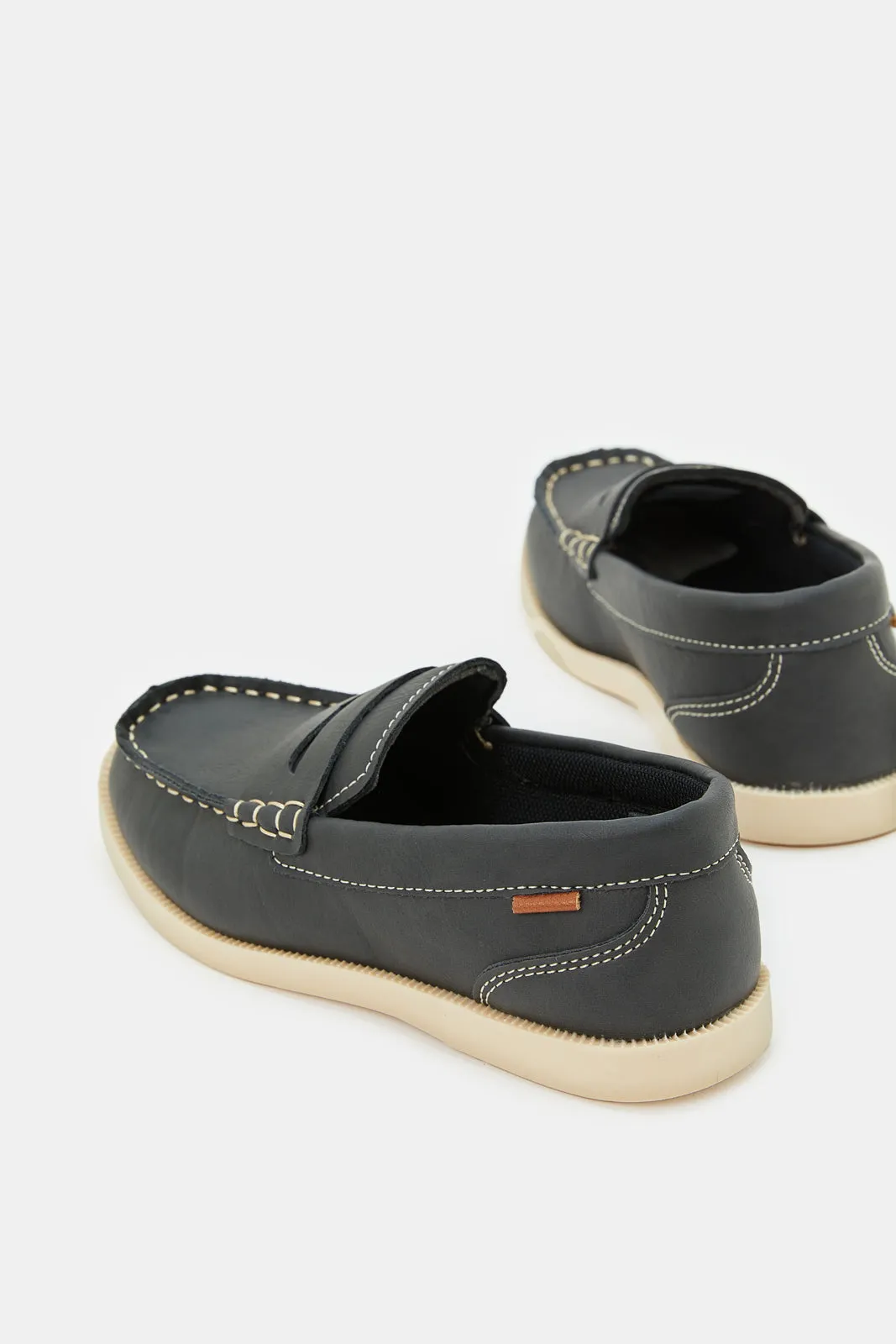 Senior Boys Grey Plain Loafers