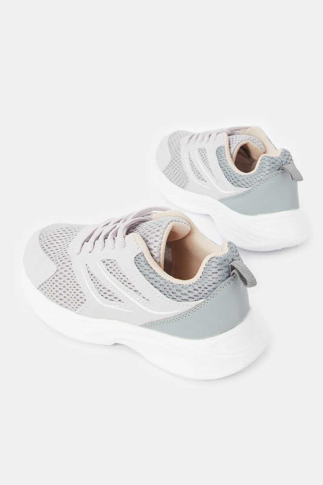 Senior Girls Grey Lace-Up Trainer