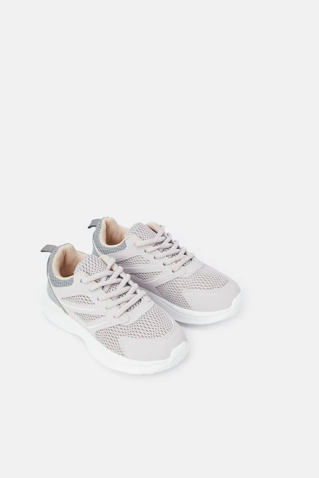 Senior Girls Grey Lace-Up Trainer