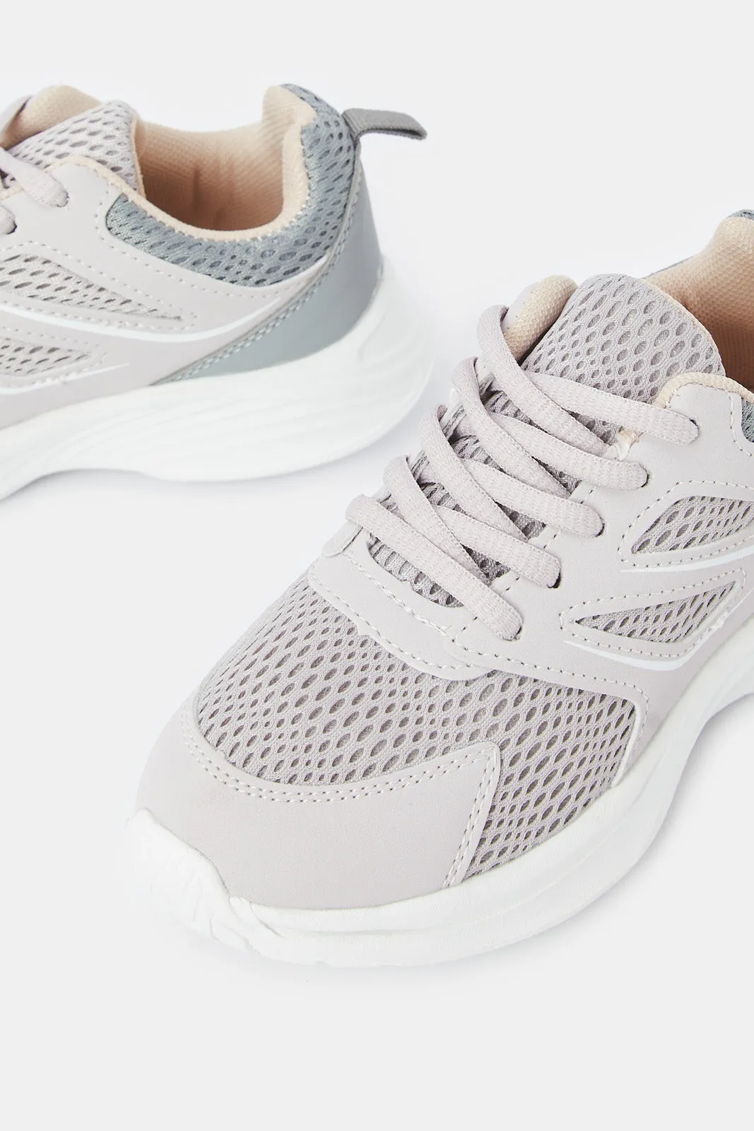 Senior Girls Grey Lace-Up Trainer