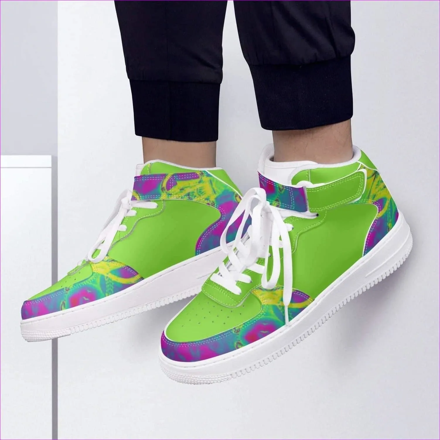 Snake High-Top Leather Sports Sneakers