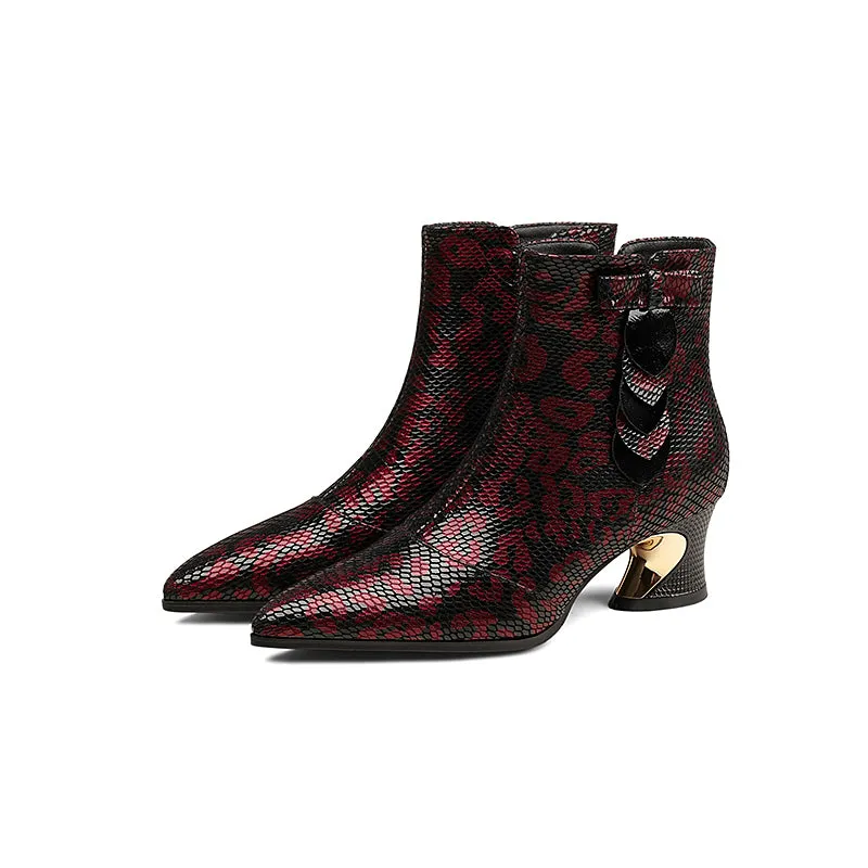 SnakeLux Western High Heel Zipper Boots