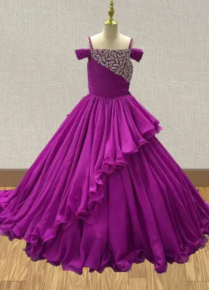 Sparkly Beaded Bodice Little Girls Long Prom Gown