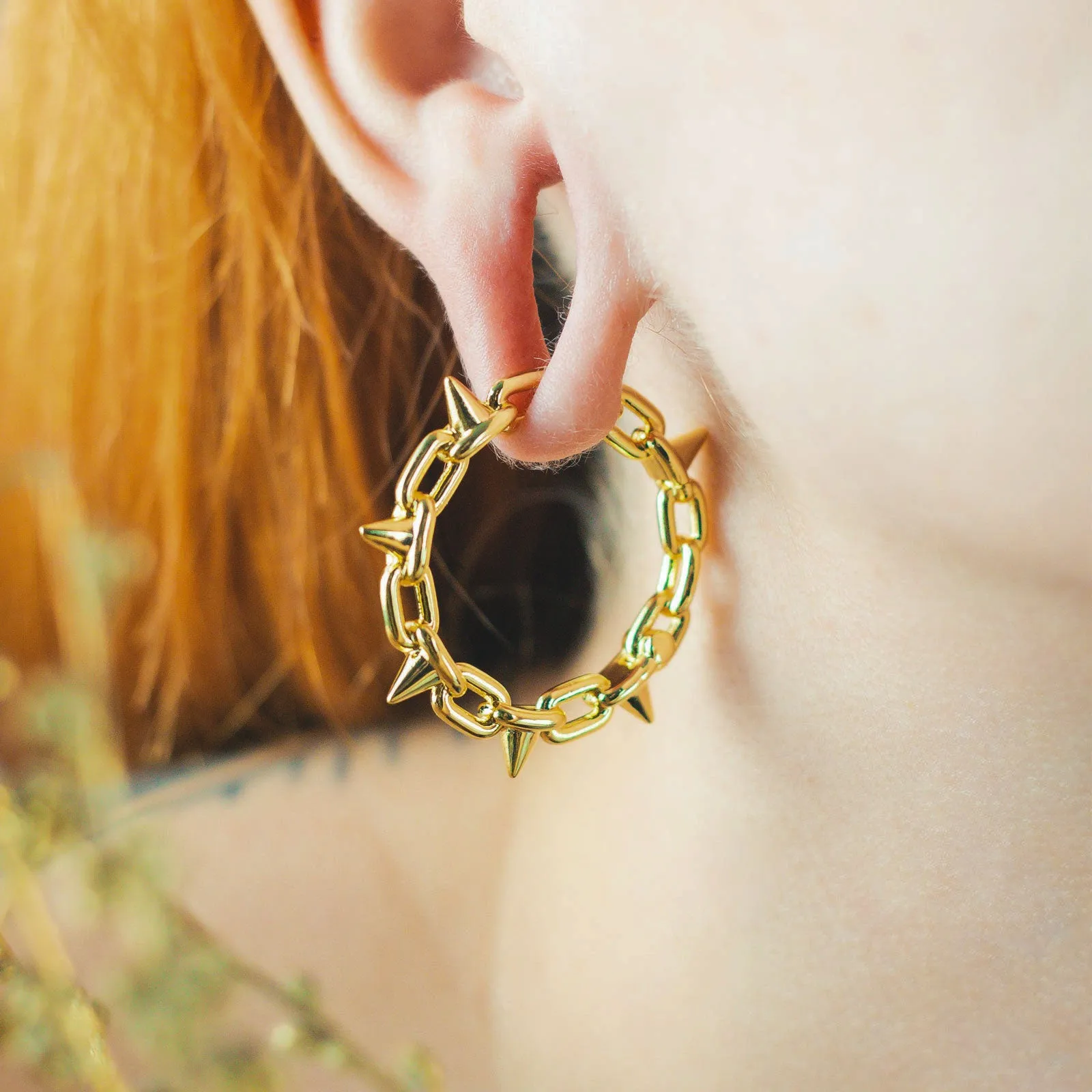 Spike Chain Hoop Gold PVD Ear Weight