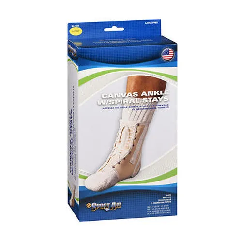 Sport Aid Canvas Ankle Support With Spiral Stays Large each By Scott Specialties