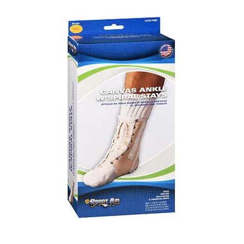 Sport Aid Canvas Ankle Support With Spiral Stays Small each By Scott Specialties