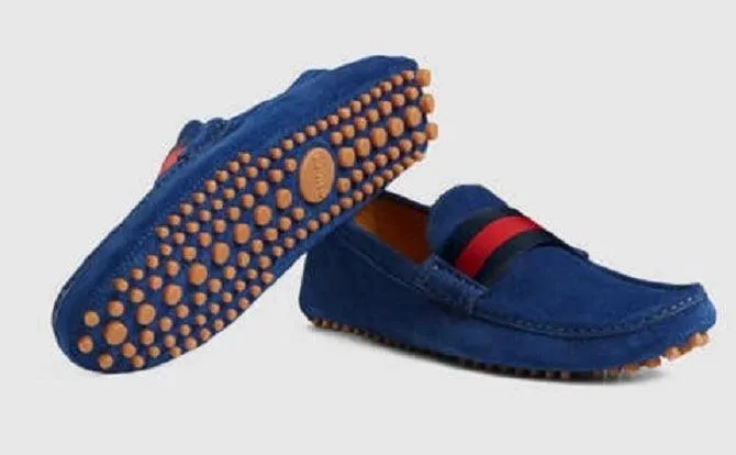 Suede Nylon Web Loafers Blue Shoe