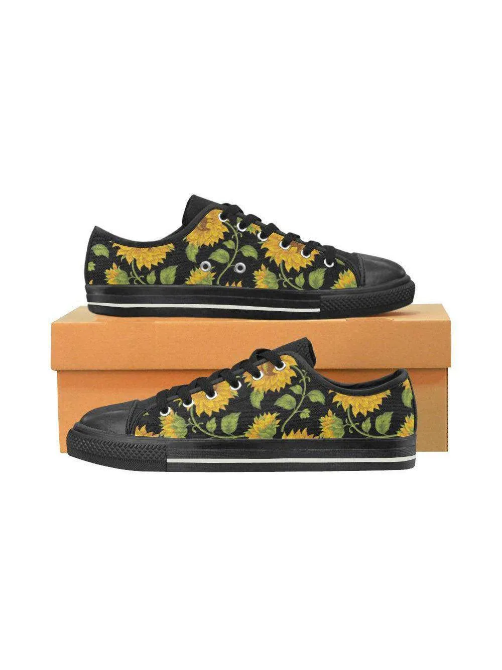 SUNFLOWERS BLACK Kid's Canvas Sneakers