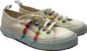 Superga Cream x Mira Mikati Beaded Low Top Sneakers UK 4