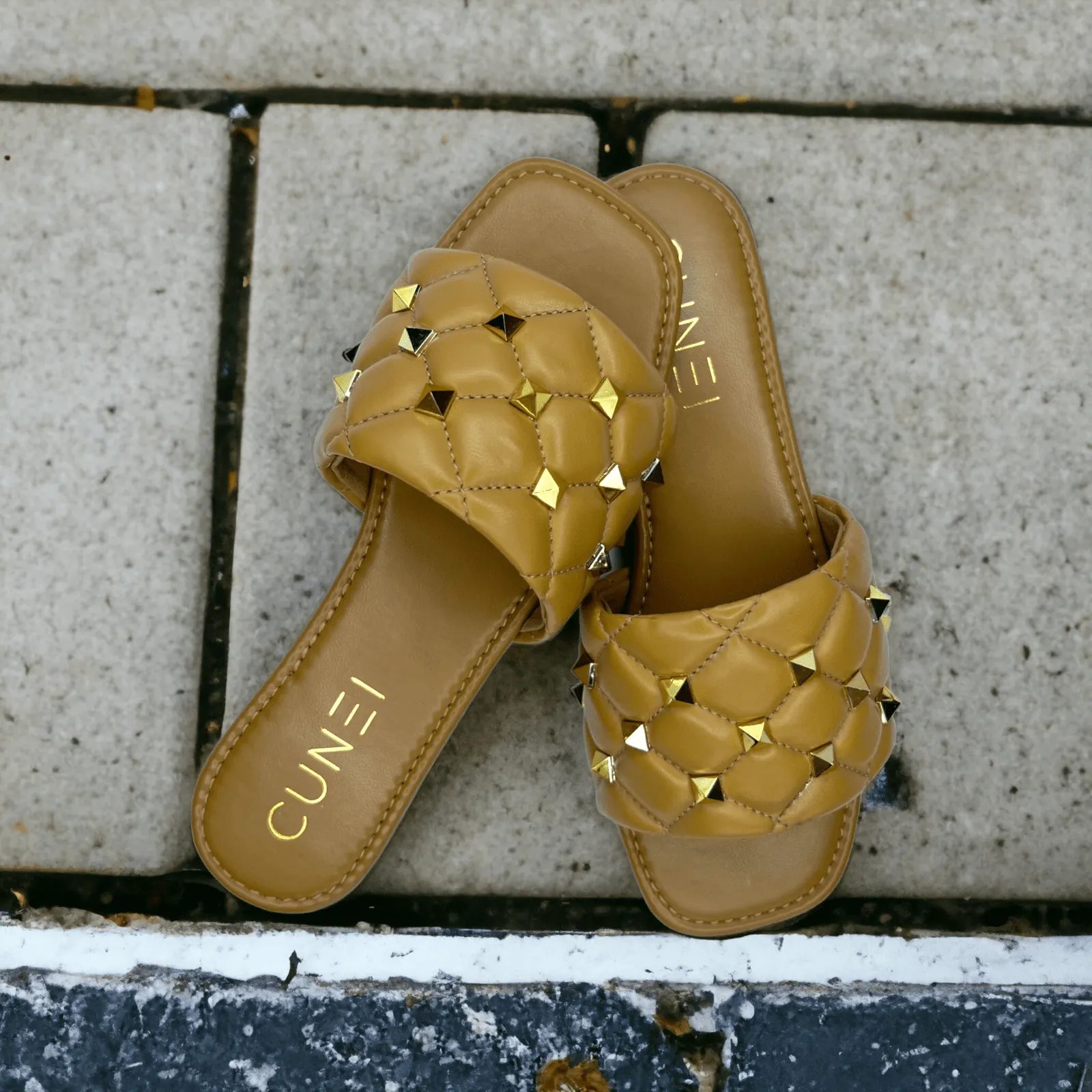 Tan Studded Flats