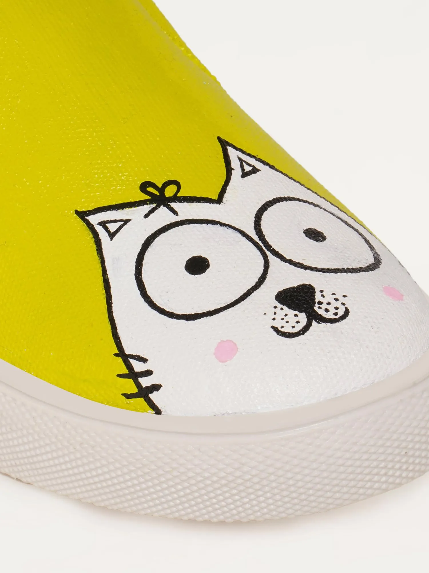 THE QUIRKY NAARI Catty Slipons for Cat Lovers | Green | 8 UK