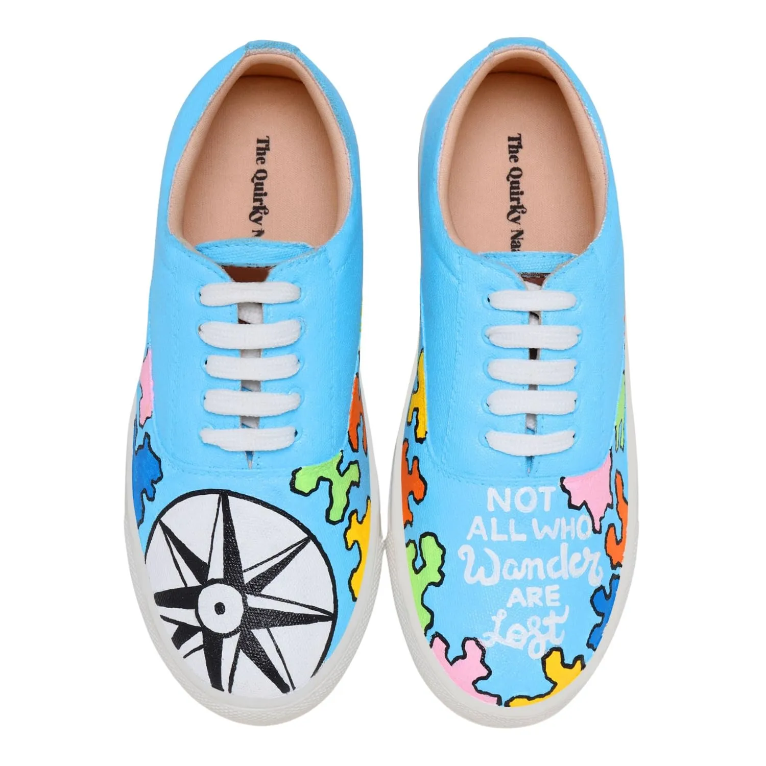 THE QUIRKY NAARI Wanderlust Sneakers Designed for Wanderlusts | Blue | 8 UK