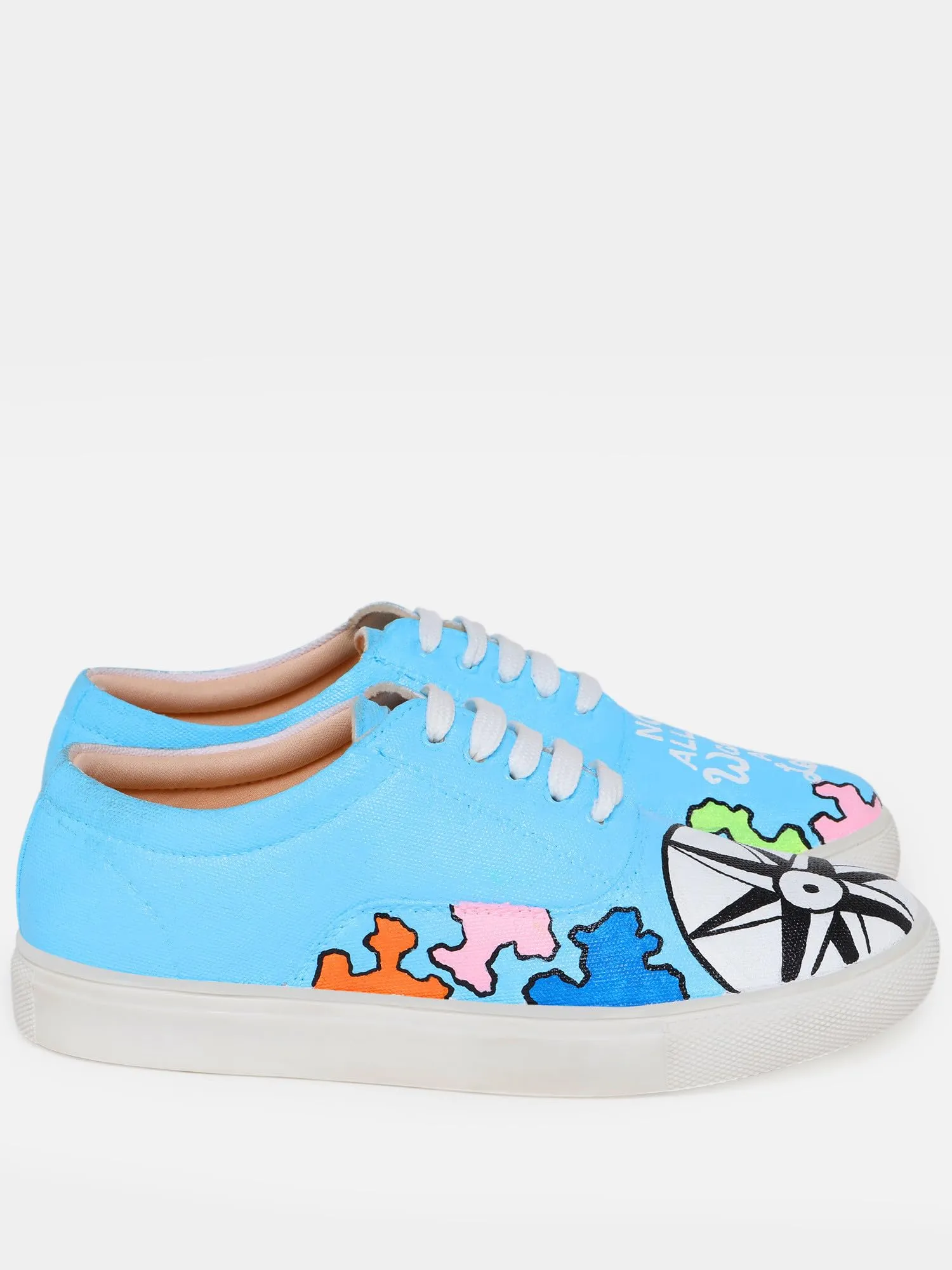 THE QUIRKY NAARI Wanderlust Sneakers Designed for Wanderlusts | Blue | 8 UK