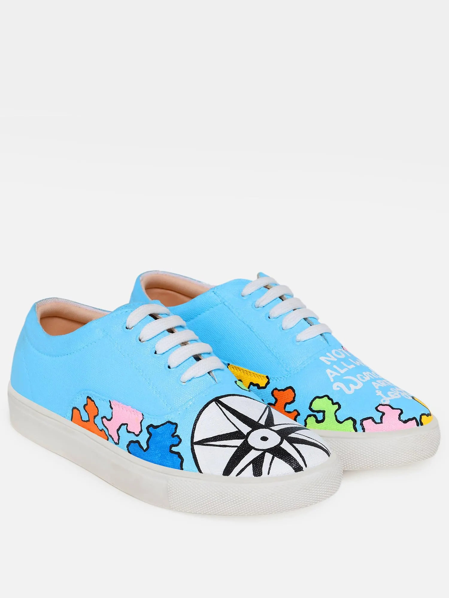 THE QUIRKY NAARI Wanderlust Sneakers Designed for Wanderlusts | Blue | 8 UK