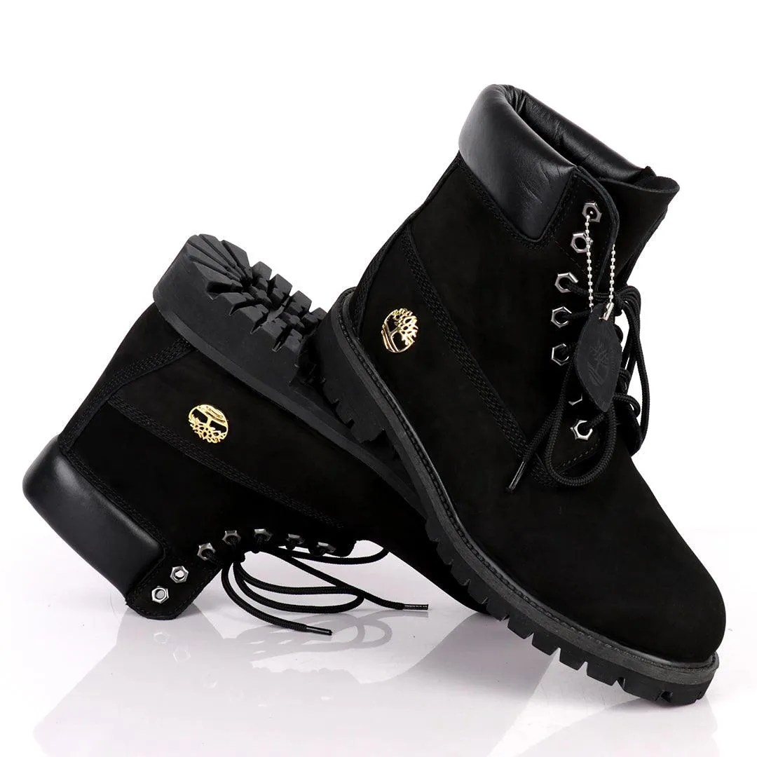 Tim Waterproof Premium  Men's Leather Gold Logo Boots  6 Inch - Black