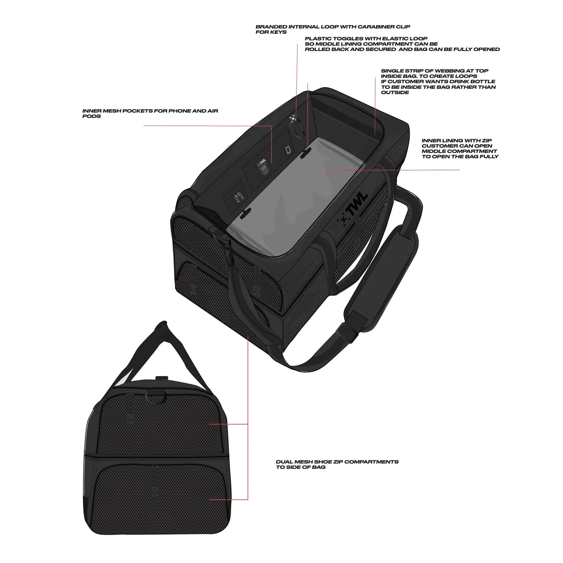 TWL - VANQUISH DUFFLE BAG - BLACK - 50L