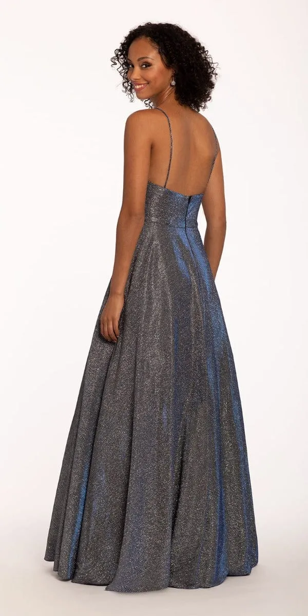 Two Tone Metallic Spaghetti Strap Ballgown