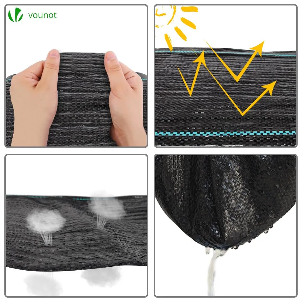 VOUNOT 2x10m Weed Control Fabric, Heavy Duty Landscape Ground Cover Membrane, Black