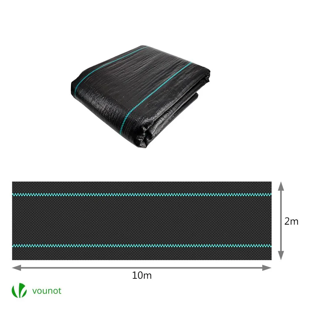 VOUNOT 2x10m Weed Control Fabric, Heavy Duty Landscape Ground Cover Membrane, Black