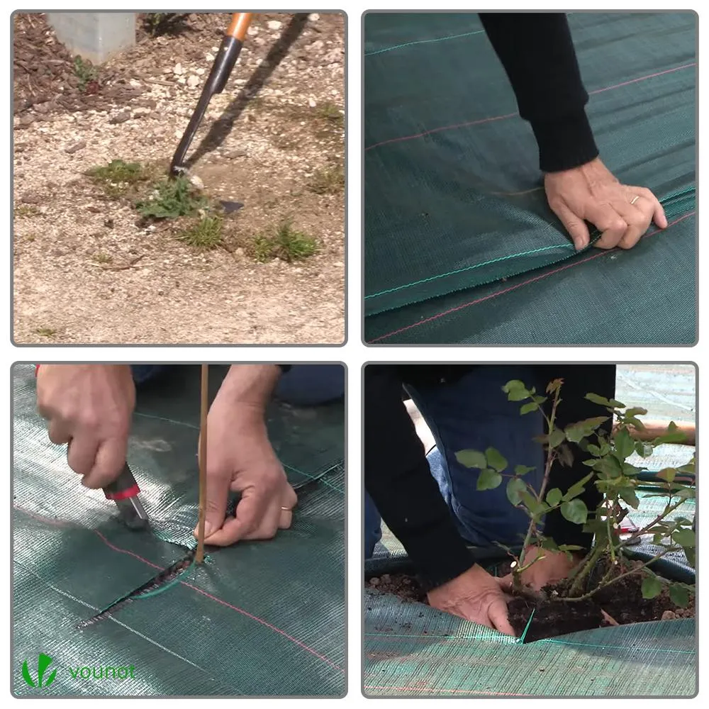 VOUNOT 2x10m Weed Control Fabric with 30 Pegs, Heavy Duty Landscape Ground Cover Membrane, Black