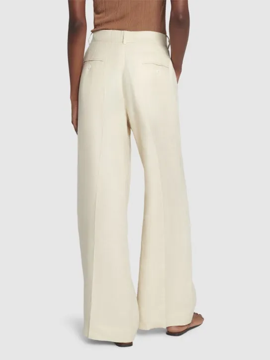 Weekend Max Mara   Malizia linen canvas wide pants 