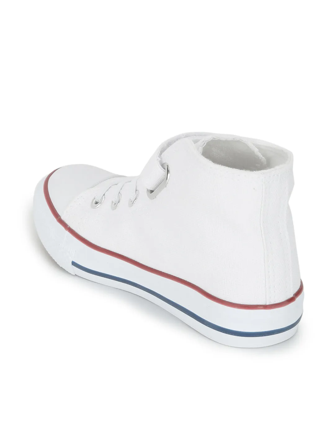 White Canvas Stylish Velcro Sneakers For Kids-Unisex (TC-VKCAN4-WHT)