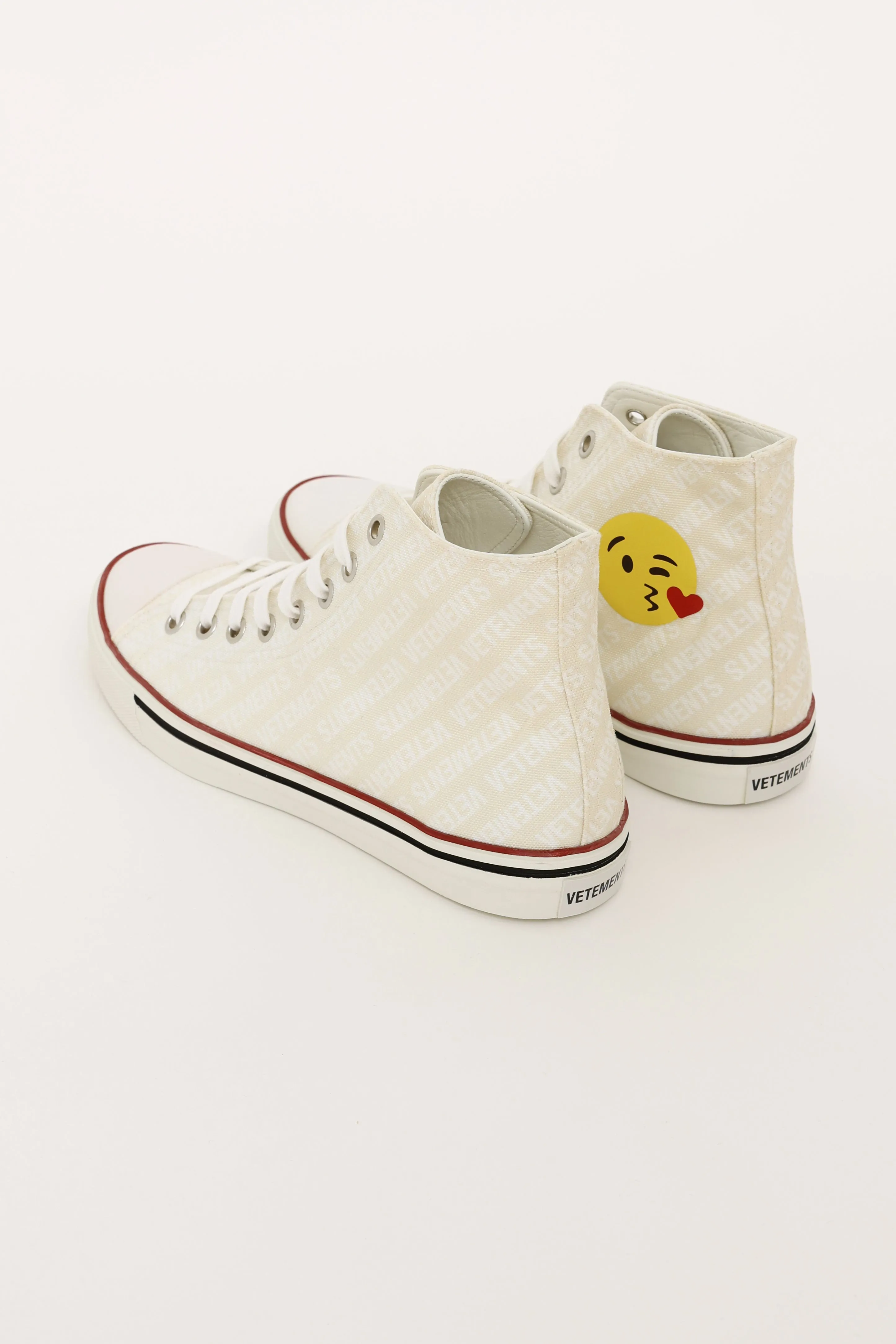 White Emoji Logo Canvas Sneakers