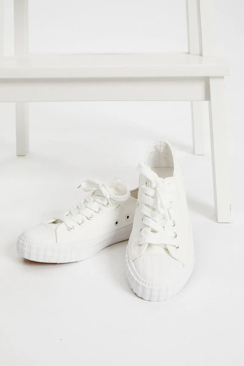 White Lace Up Sneakers