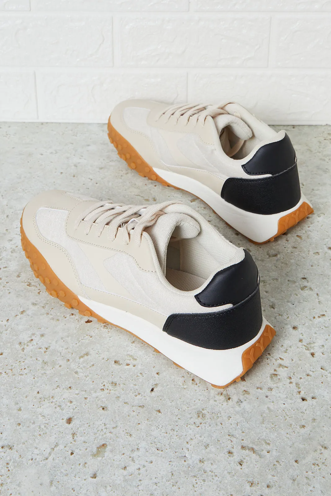 Women Beige Textured Trainers