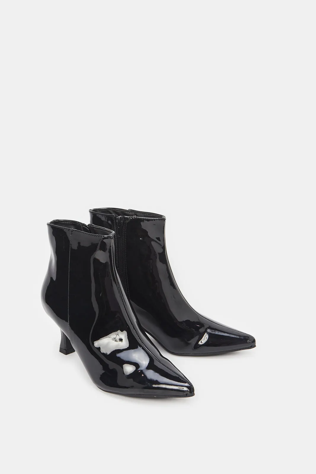 Women Black Patent Ankle Boots