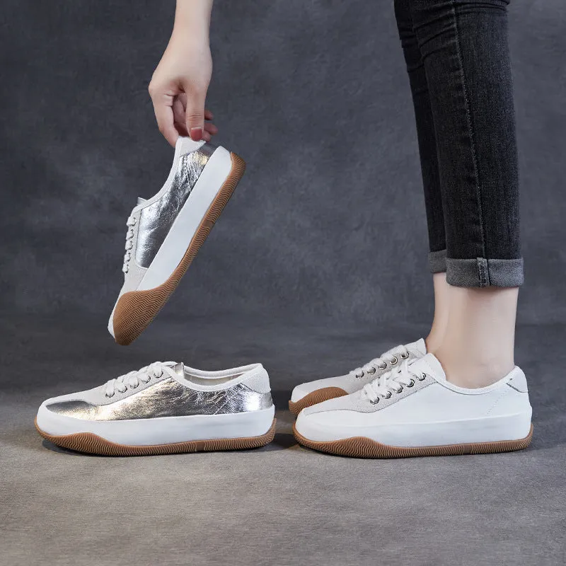 Women Minimalist Soft Leather Casual Training Sneakers