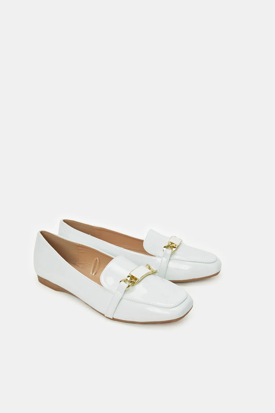 Women White Patent Loafers