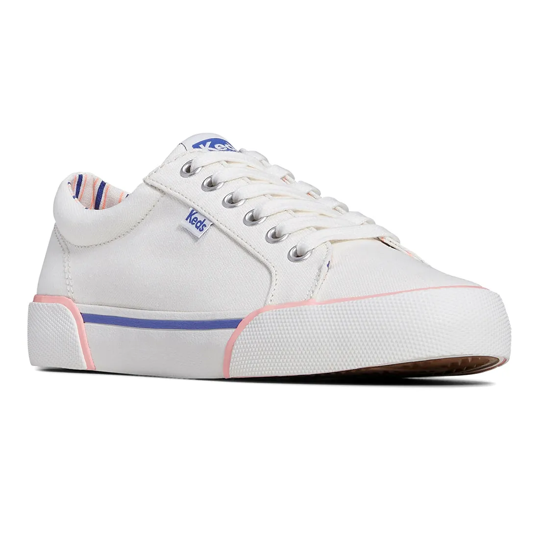 Women's Jump Kick Canvas Bumper Foxing Pop Lining Sneaker White/Blue (WF67759)