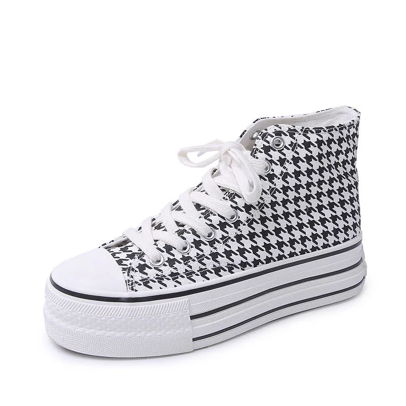 Women's Platform Trendy Heightened Easy Wear Korean Canvas Shoes